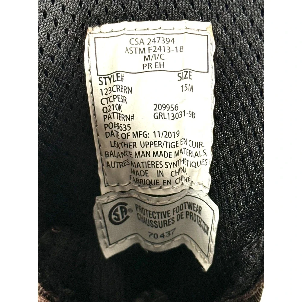 Men's RefrigiWear Insulated Composite Toe Work Boots 15M Brown CSA/ASTM & PR EH